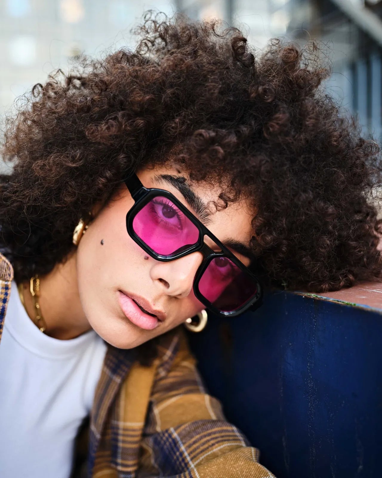 Ochelari de soare Negru cu lentile Violet Deschis