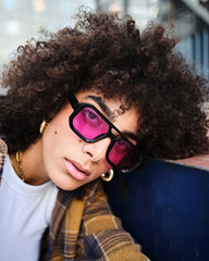 Ochelari de soare Negru cu lentile Violet Deschis